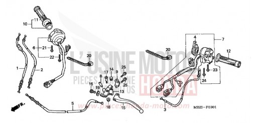 LEVIER DE GUIDON/COMMUTATEUR/ CABLE (CB600F22) CB600F22 de 2002